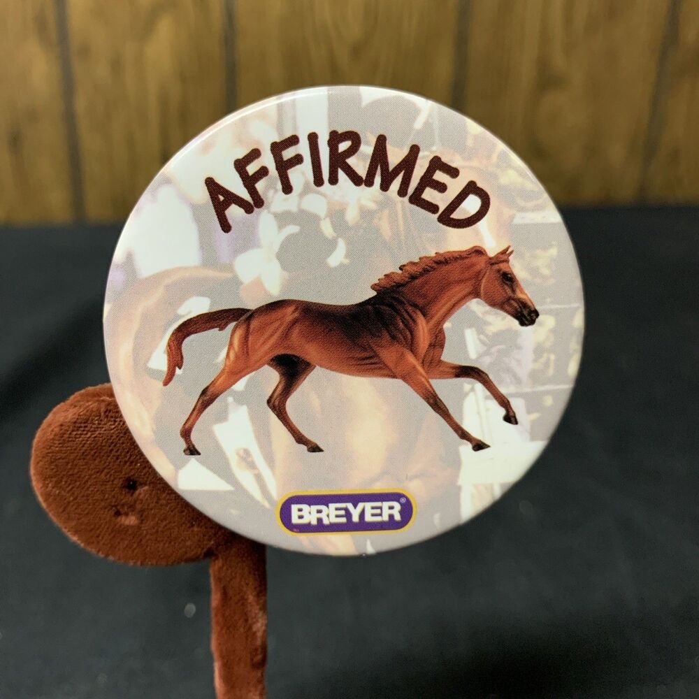 Breyer horse Souvenir Lapel Button Pin Affirmed Cigar Racehorse